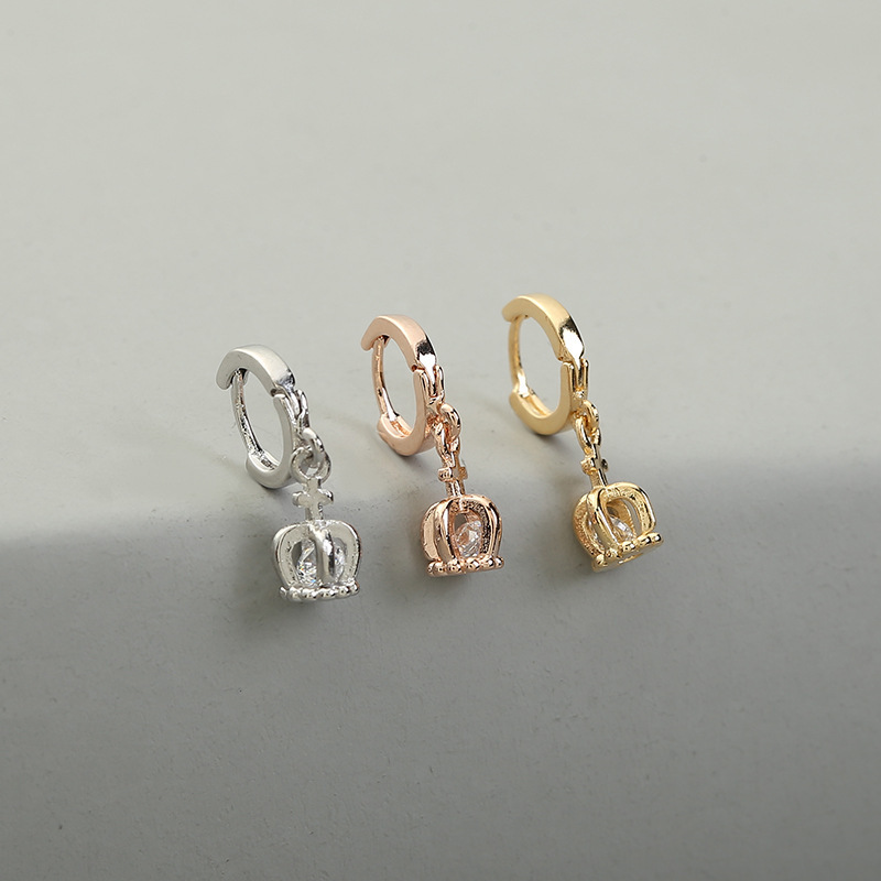 Fashion Cross Copper Drop Earrings Inlay Zircon Copper Earrings 1 Piece