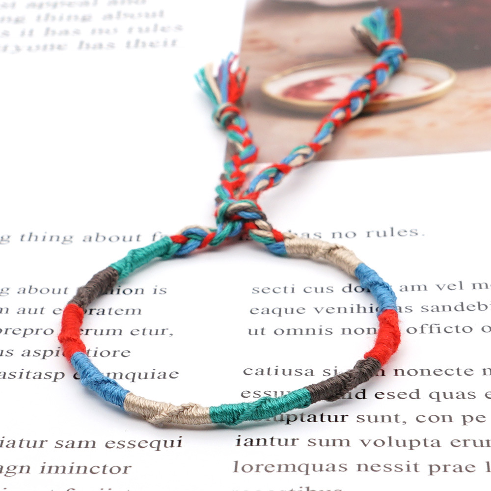 Fashion Handmade Original Linen Cotton Braided Bohemian Color Ethnic Style Elastic Bracelet For Women display picture 6