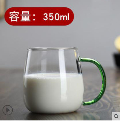 Taza de agua de vidrio de borosilicato lindo simple taza de setas mango de color con tapa de vidrio de oficina en casa taza de una sola capa