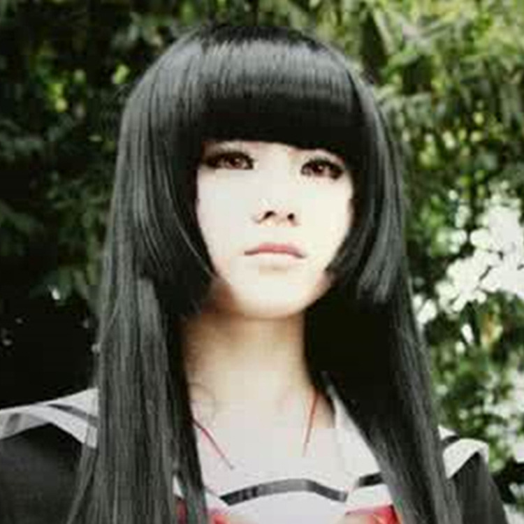 Hell Girl Yan Moai Sandao Qi Universal Japanese Hibiscus Black Long Straight Hair cos Wig Anime Wig