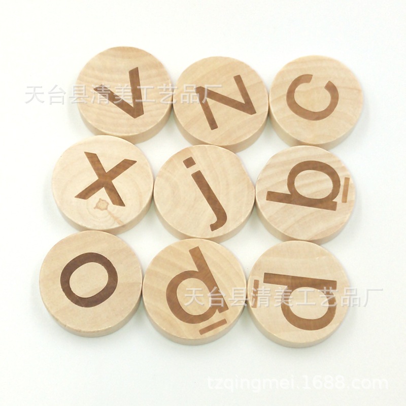 30mm madera grabado 26 letras/números oblea 7mm grueso madera grabado A- Z letras oblea