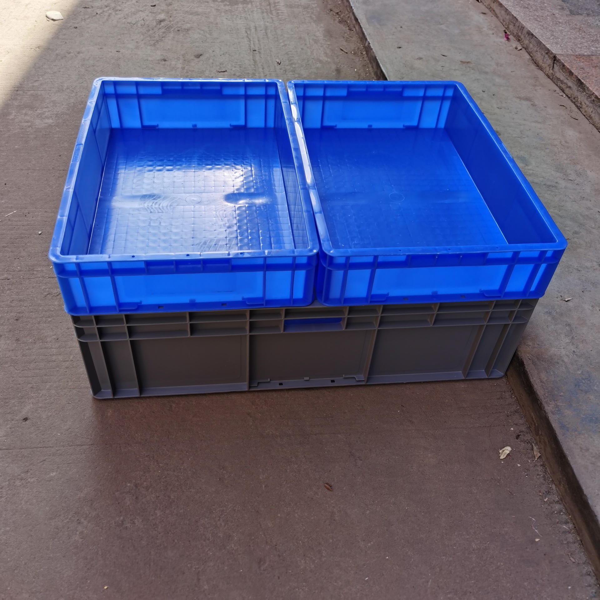 赣州塑料箱900*400*230蓝色灰色注塑箱 EU4922可加 防尘帘卡夹