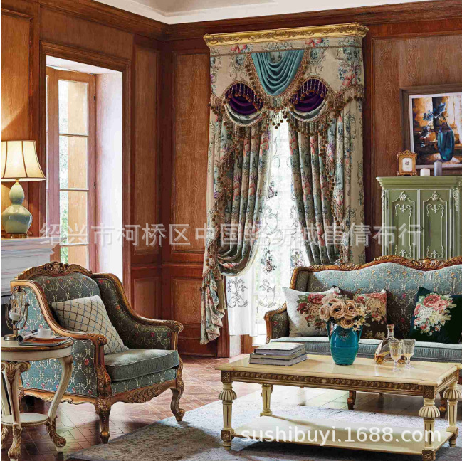 蘇飾歐式窗簾繡花豪華高檔客廳臥室遮光落地成品奢華大氣簡約現代
