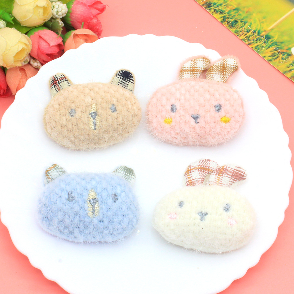 新款卡通绒毛线兔兔小熊 DIY头饰配饰发饰鞋袜包材料布艺卡通配件