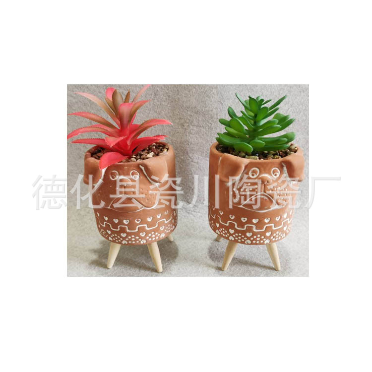 红土花盆人脸花缸