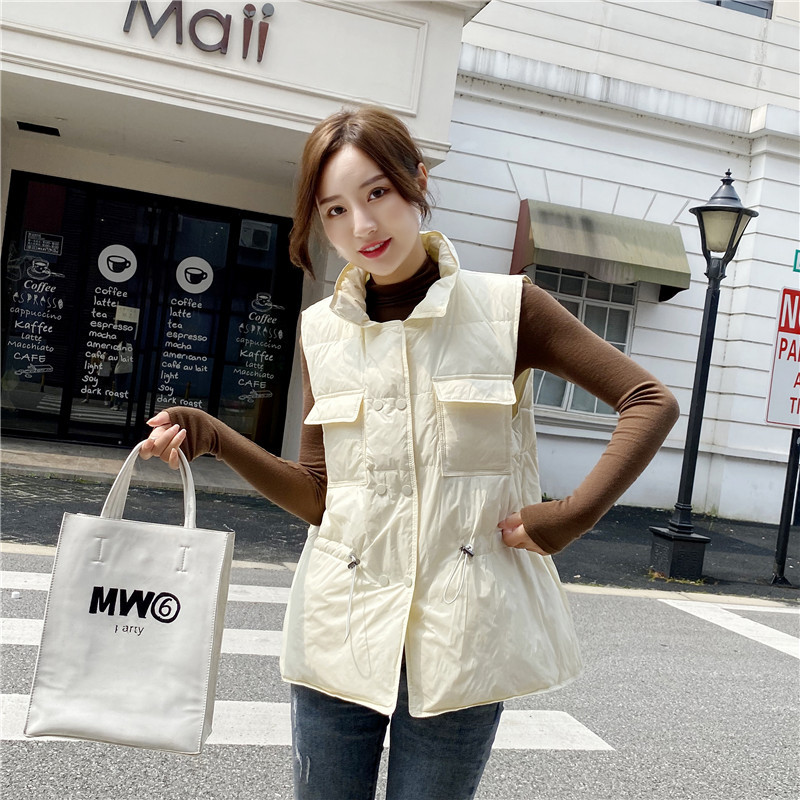 亏清,羽绒马甲女百搭外穿白鸭绒2020秋冬新款背心坎肩立领马夹