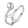 Fashionable elegant zirconium with bow, one size ring from pearl, micro incrustation, wholesale