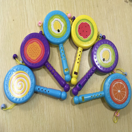New Creative Children's Toy Fruit Shaking Drum Hand Drum Night Market Stall Supply Dual-Sided Rattle Drum Infant