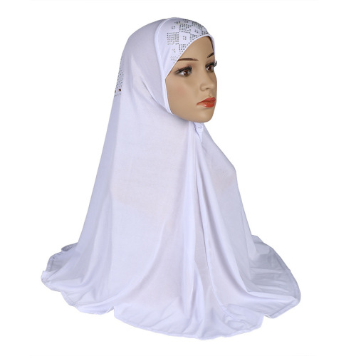 Medium hijab scarf with rhinestones on the back, one-piece set of prayer headscarf, Arabic hat, Malay gauze scarf H108
