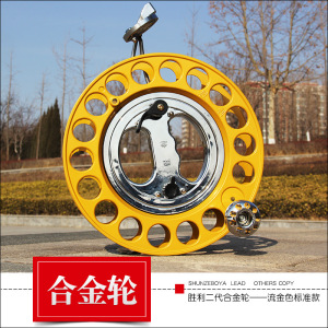 胜利合金轮风筝轮不锈钢防倒转刹车握轮凯夫拉风筝线轮海钓轮T36