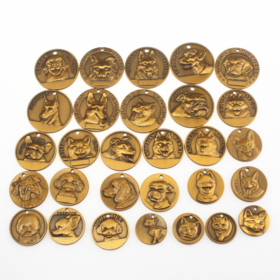 浮雕狗牌身份牌定制防丟牌刻字寵物純銅牌金毛鬥牛哈士奇挂牌批發