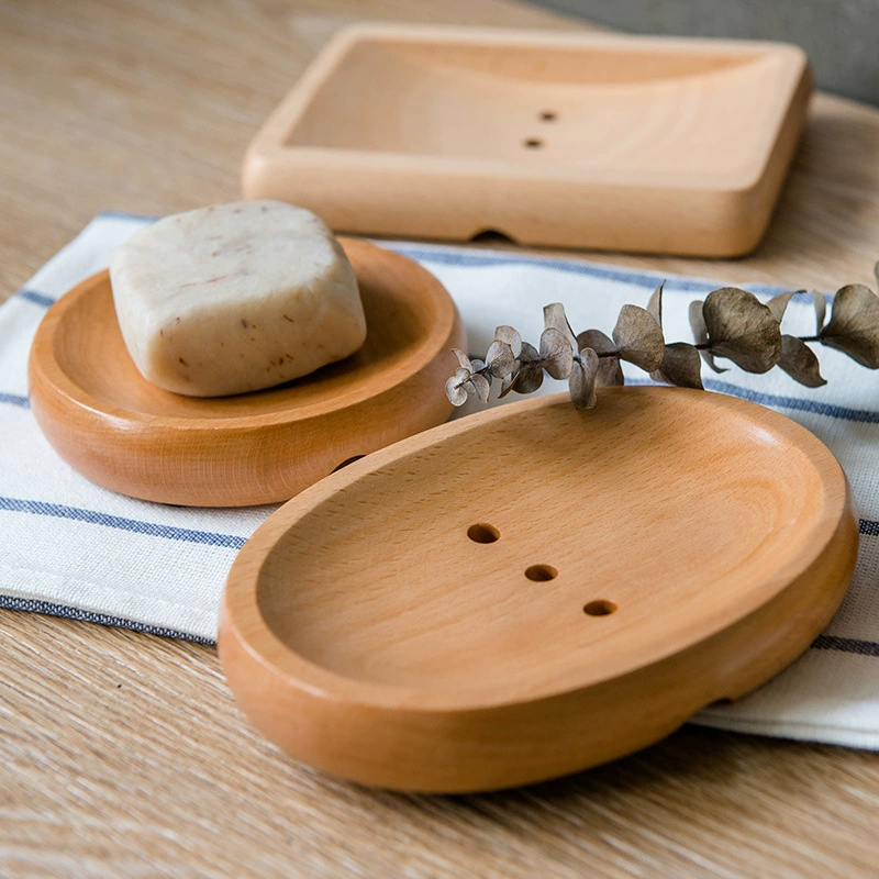 Деревянная мыльница в японском стиле, простой креативный мыльница из бука, овальный деревянный декор, слив мыльница