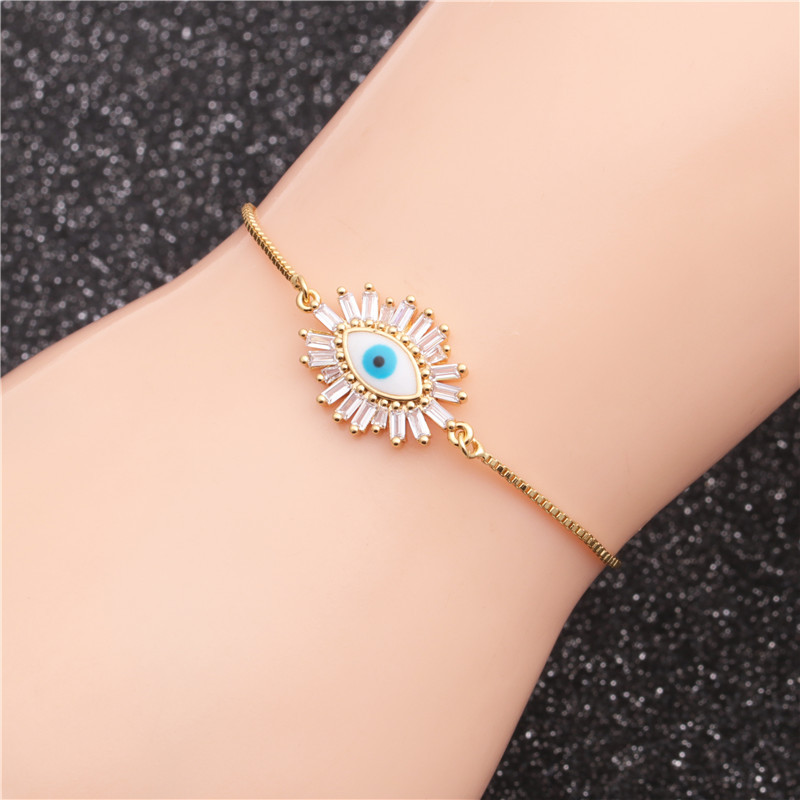 fashion trend new products micro-set zircon evil eye adjustable ladies bracelet wholesale nihaojewel