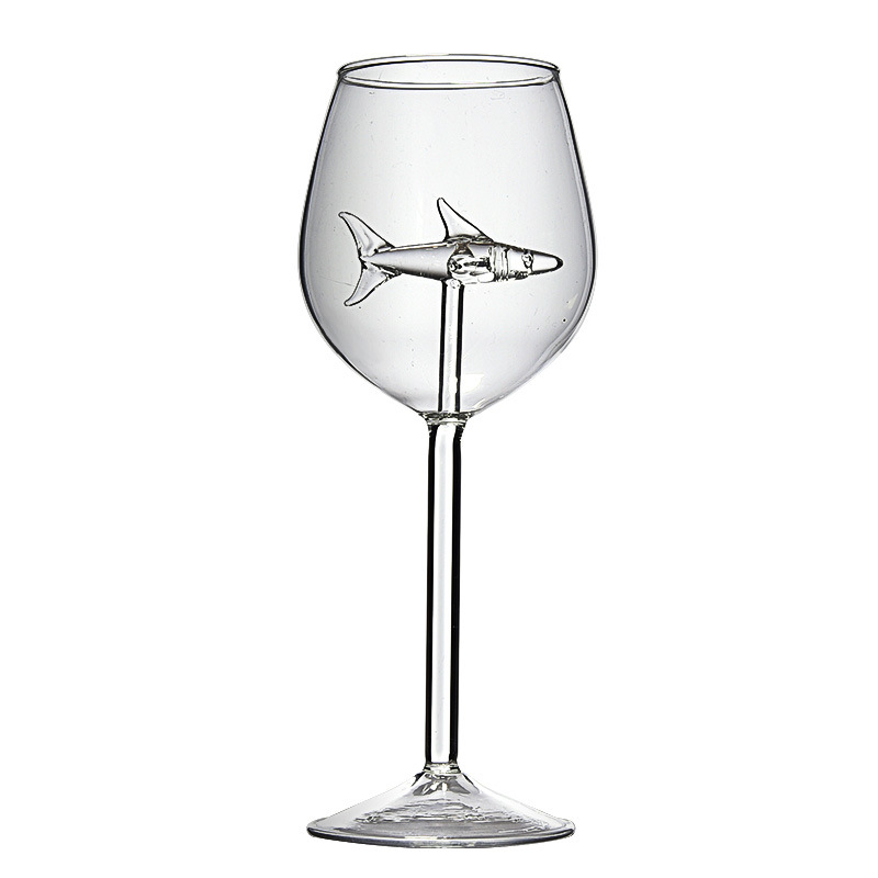 Juego de copas de vino de cristal, copa creativa con forma de tiburón, copa de cristal para el hogar, copa, copa de champán, juego de vino, copa con forma de delfín