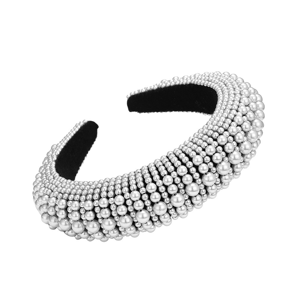 F2030 Épais Éponge Perle Bandeau Européen Et Américain Rue Tir Même Mode À La Mode Bandeau Croix-frontière Cheveux Accessoires Coiffe En Gros display picture 6