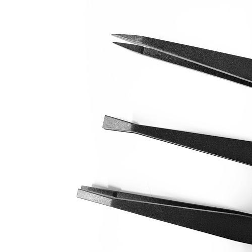 Plastic tweezers black carbon fiber tweezers pointed flat head elbow round head wide flat head anti-static plastic tweezers