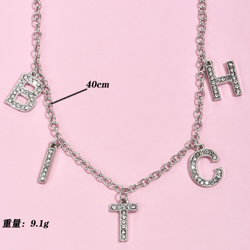 New Multi-layer Letter Full Diamond Pendant Necklace Combination display picture 3