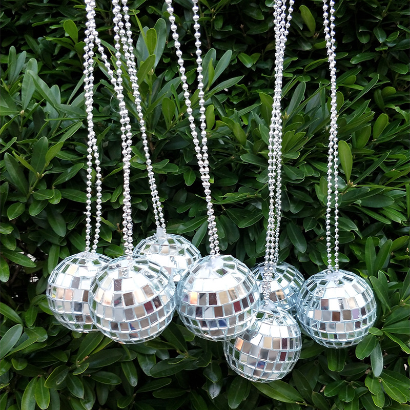 新款飾品聖誕挂飾反光球鏡面球項鏈挂件吊飾櫥窗婚慶舞台場地布置