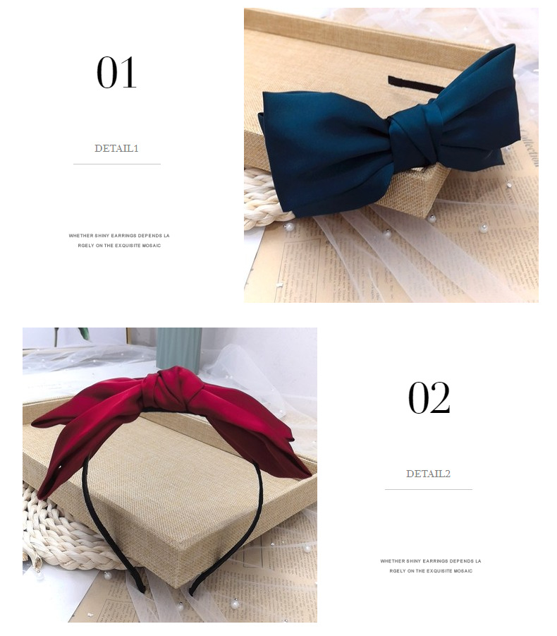 Korean Double-layer Big Bow Headband Pure Color Satin Cloth Wide-sided Hair Hole Headband Wholesale Nihaojewerly display picture 27