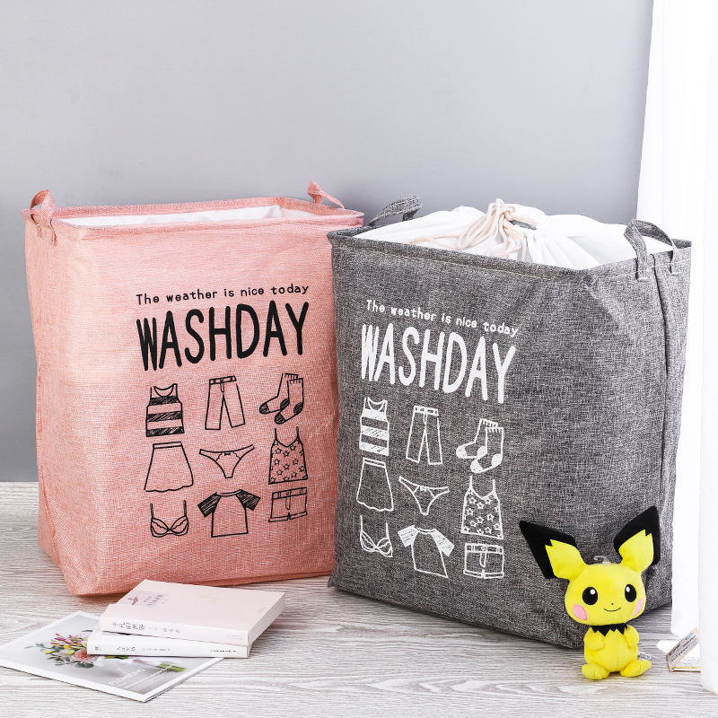 厂家直销新款北欧风可折叠巨无霸棉被收纳方形束口防水布艺收纳筐|ms