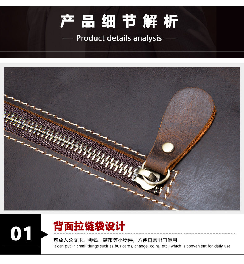 Túi đeo chéo nam da bò thật da ngựa điên , đựng vừa máy tính bảng 8 inch — Màu nâu, Màu đen chi tiết 18