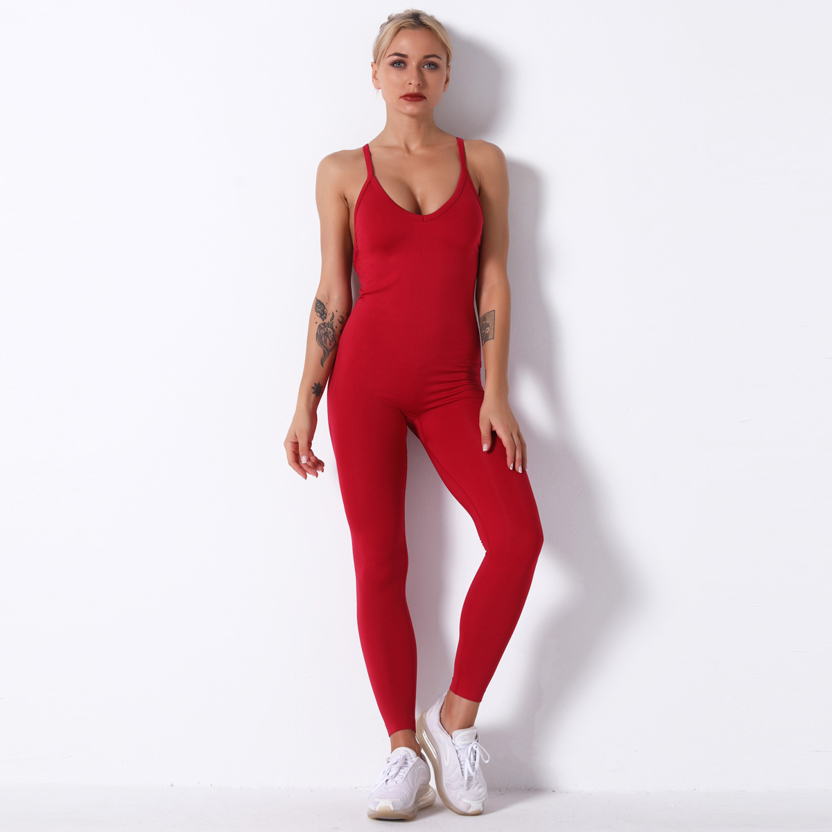 sling sleeveless knitted seamless fitness one-piece  NSLX14712