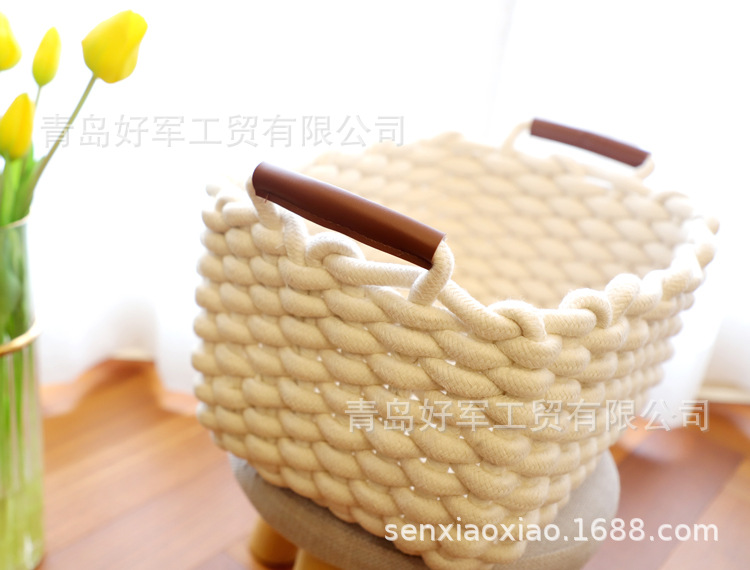 New Nordic Woven Basket Bold Cotton String Storage Box Storage Basket Storage Basket Laundry Basket Desktop Snack Basket display picture 3