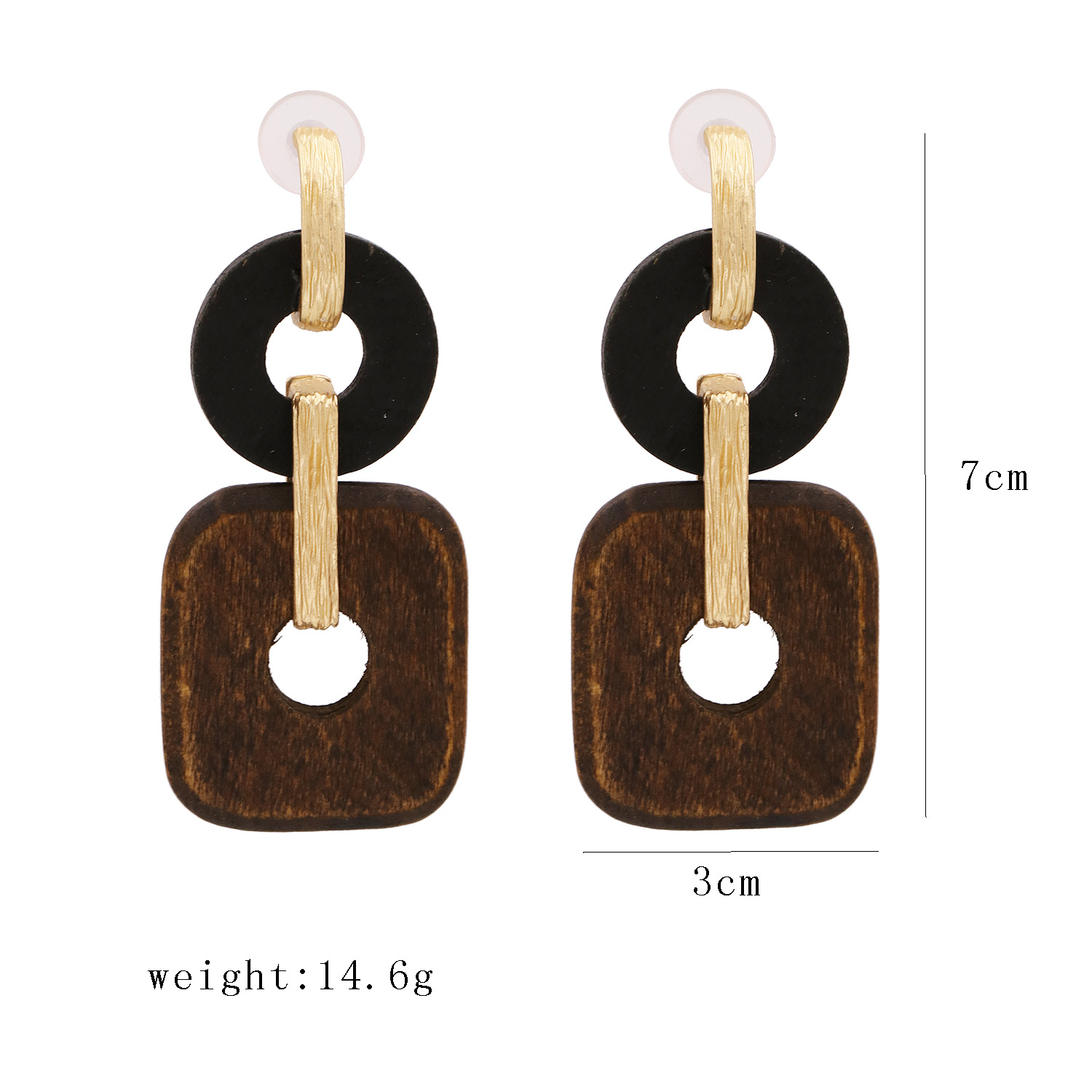 New Simple  Geometric Wood Alloy Earrings Creative Retro Simple Classic Solid Color Wood Earrings Nihaojewelry Wholesale display picture 1