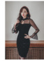 Hanging Neck Mesh Long sleeved Velvet Dress 6272GT2054