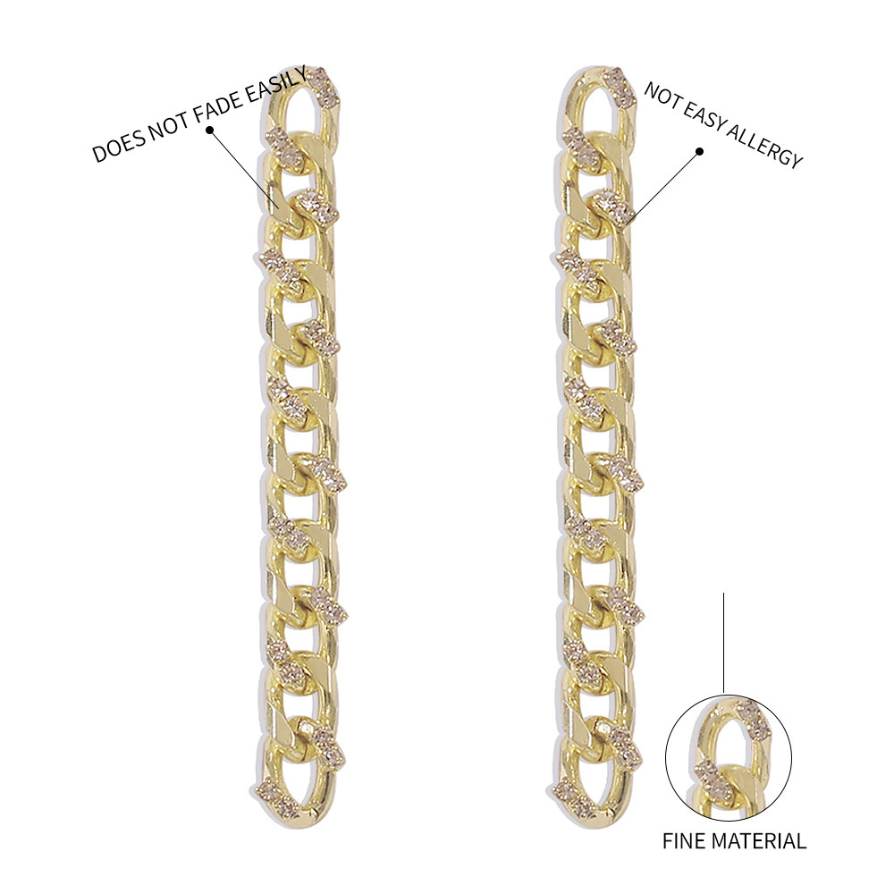 Long  Metal Chain Diamond Earrings display picture 5