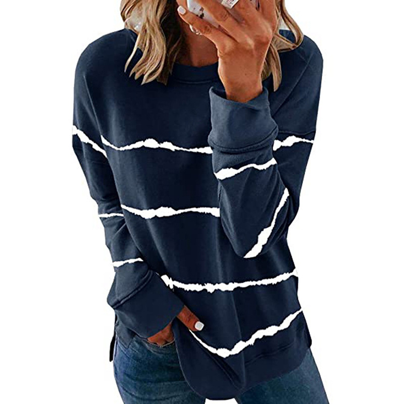 Women's Hoodie Long Sleeve Hoodies & Sweatshirts Printing Casual Stripe Solid Color display picture 3