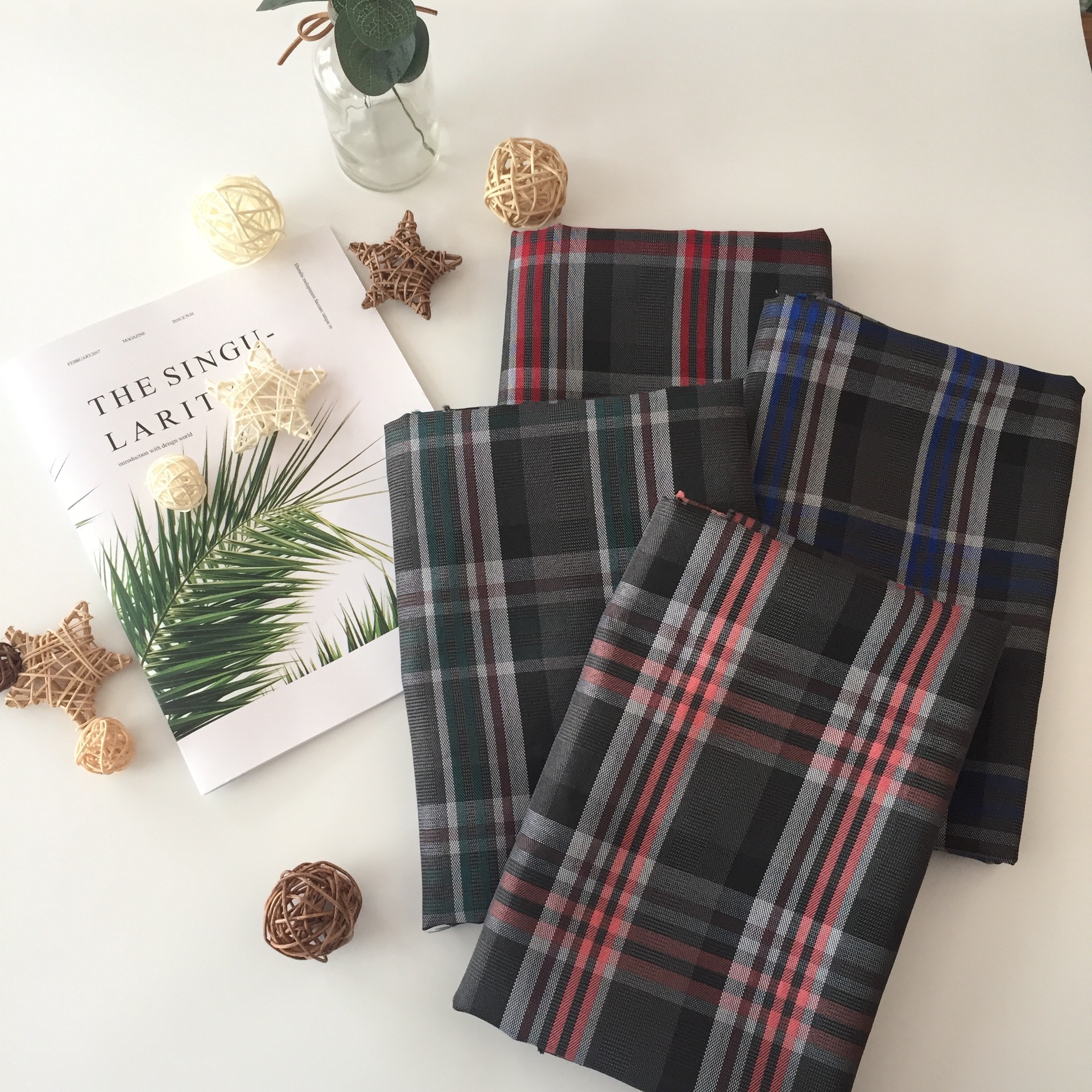 jk裙女装面料全涤色织格子春夏小淸新网红格子布新款全涤