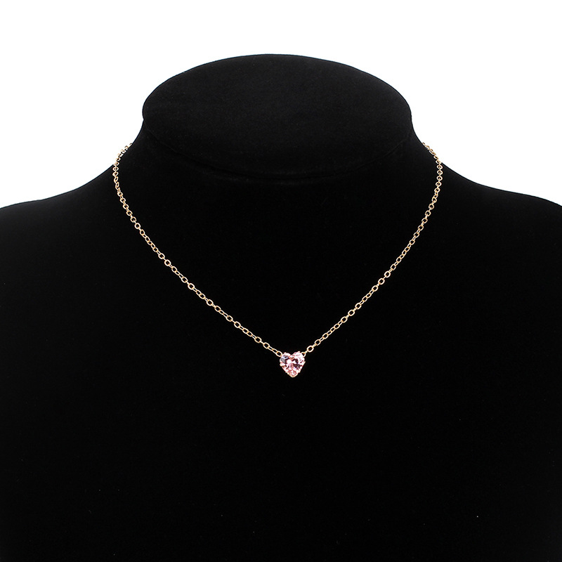 New Products Simple Alloy Chain Crystal Necklace Color Fashion Heart-shaped Zircon Clavicle Chain Wholesale Nihaojewelry display picture 11