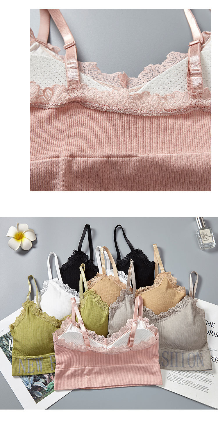 New fashion English letter lace adjustable shoulder strap beautiful back wrap chest wear yoga gathering strap chest cushion underwear for women detail image 13