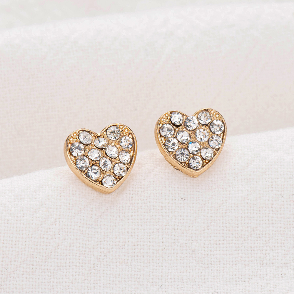 Alloy Diamond Heart Stud Earrings display picture 5