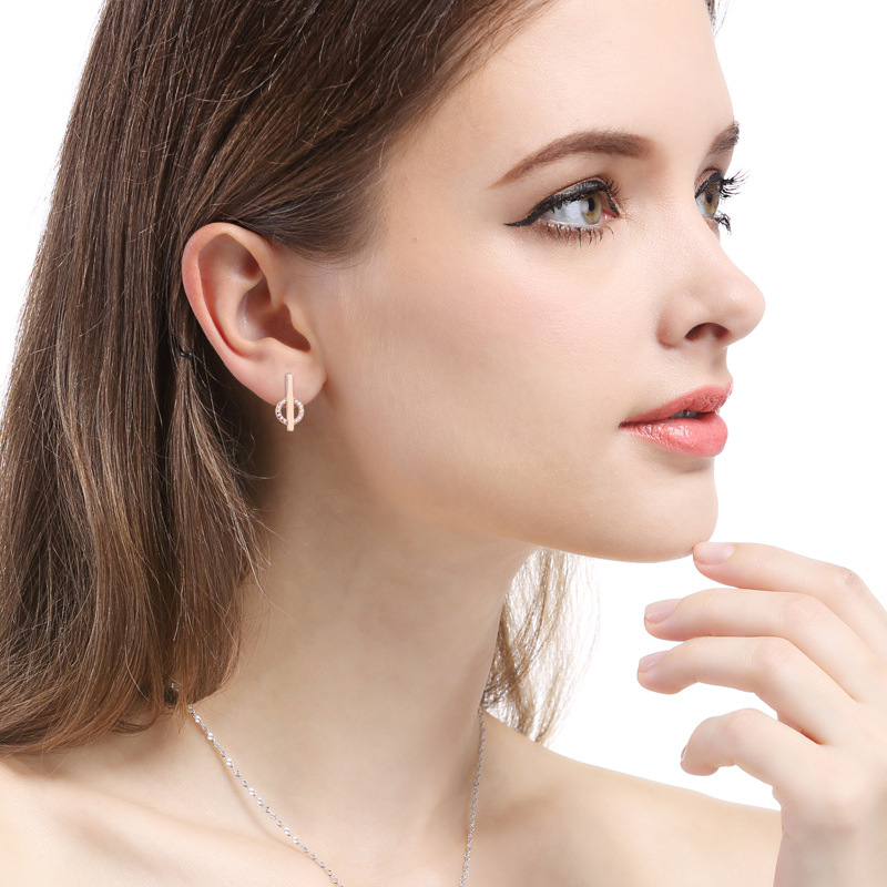 Chapado en oro rosa de diamantes s925 pendientes de plata elegante temperamento Super moda de hadas estilo Chanel pendientes femeninos pendientes de una semana