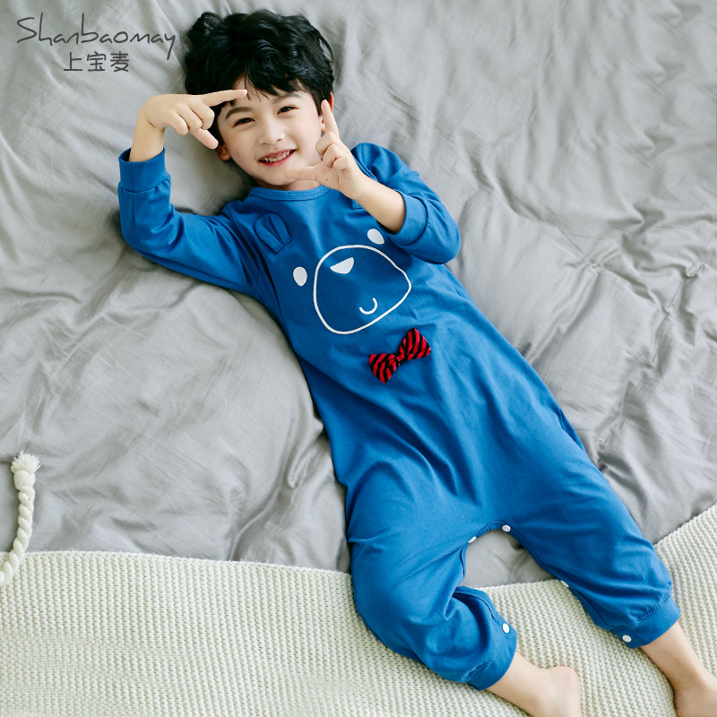 상바오마이 봄 · 가을 새 어린이 잠자는 긴 소매 소년 잠자는 잠자는 옷 반찬 배꼽