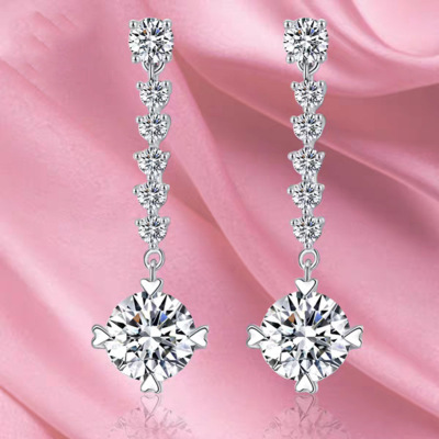 越恩莫桑石鑽耳飾925純銀鍍金壹克拉高碳鑽耳釘廠家直銷時尚耳環