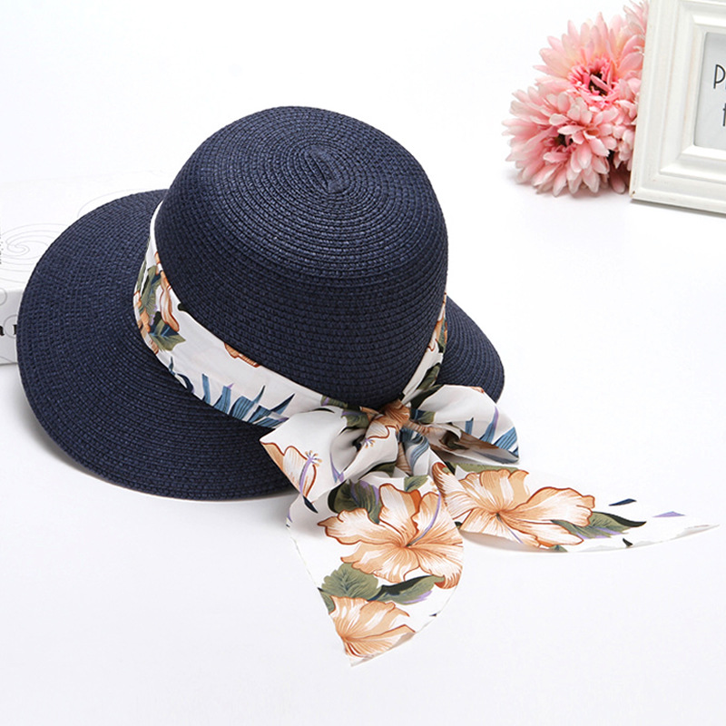 Dameshoed met tweekleurige brede rand, lente/zomerstijl, eenvoudige casual strandhoed, gevlochten zonnehoed, opvouwbare reishoed, hartvormige strohoed_voghion.com