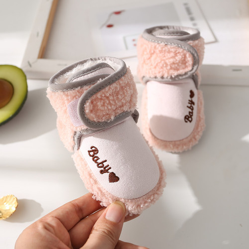 Hansheng baby shoes 0-1 years old cotton shoes baby toddler shoes winter plush style thickened to keep the shoes warm
