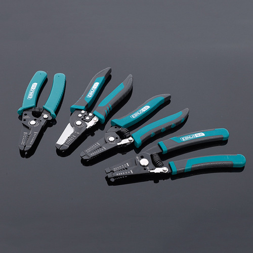 New line stripping tool with seven-in-one curved handle, cable stripping and cutting shears, 65 manganese steel, dual-color handle stripping tool