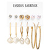 Earrings from pearl with tassels, acrylic set, European style