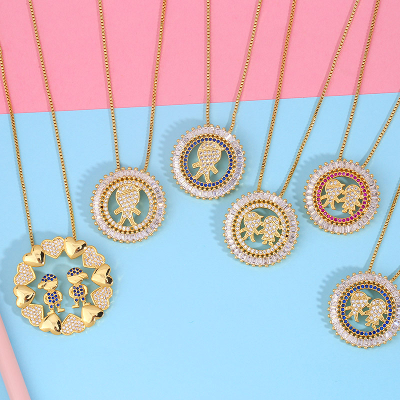 fashion jewelry couple necklace boy girl diamond pendant necklace birthday gift wholesale nihaojewel