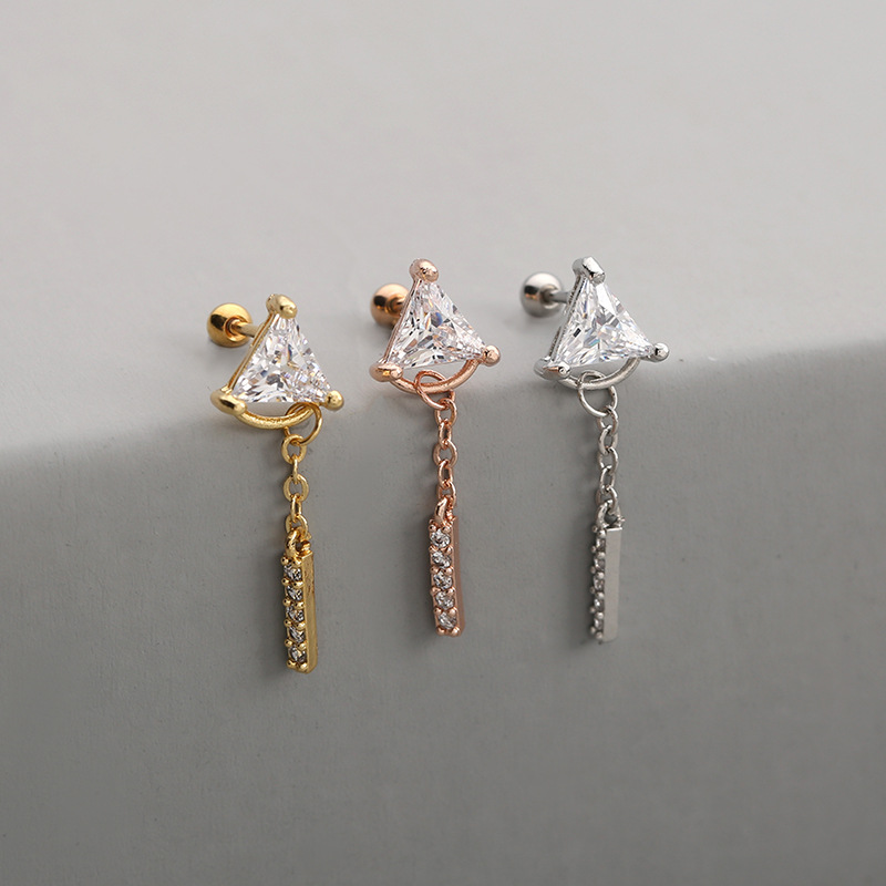 Fashion Solid Color Copper Drop Earrings Inlay Zircon Copper Earrings 1 Piece