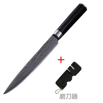 廚師刀刺身刀生魚片切片刀廚師多用刀料理刀大馬士革紋送磨刀器