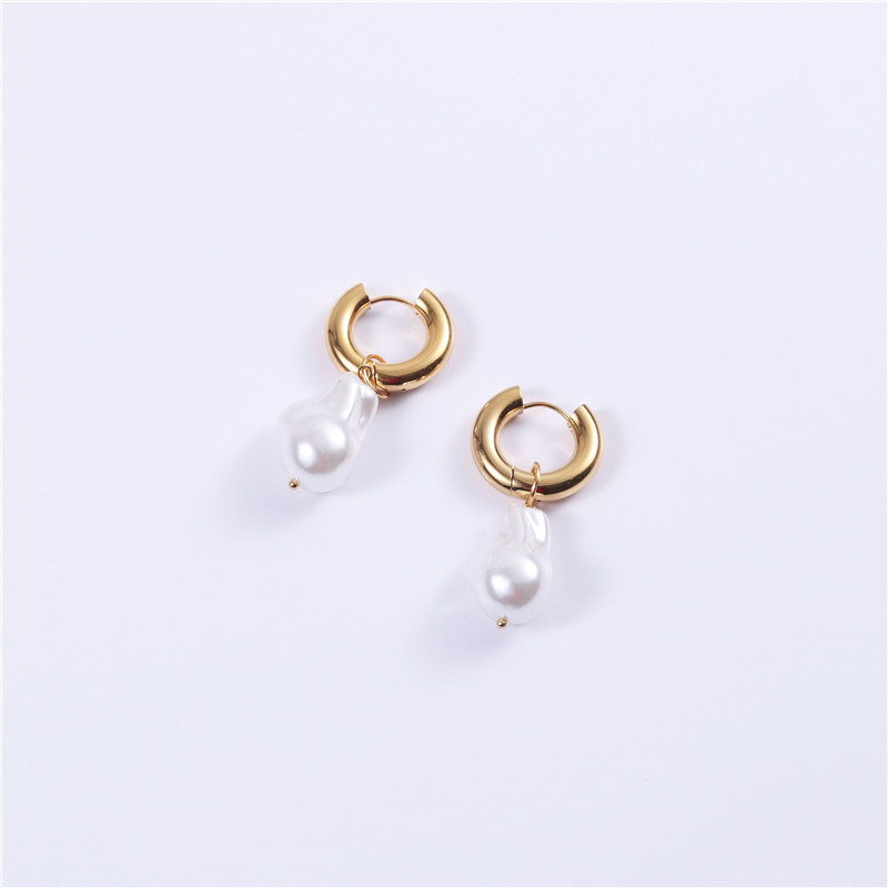 Vintage Style Geometric Titanium Steel Plating Artificial Pearls Drop Earrings 1 Pair display picture 4