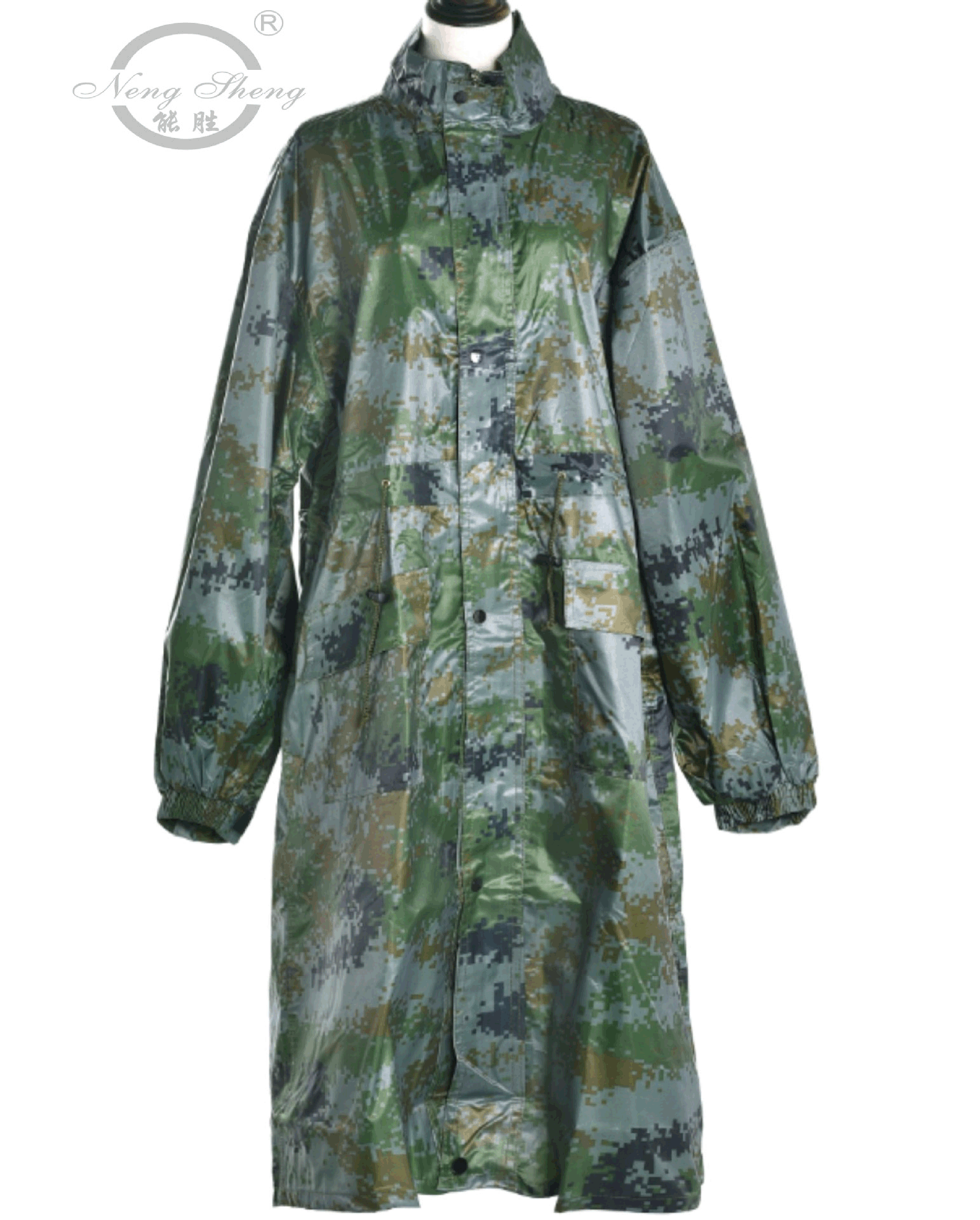 厂家直销户外执勤迷彩连体雨衣牛津布长款成人雨衣|ru