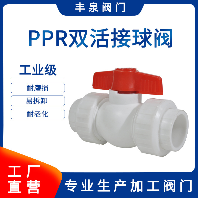 PPR全塑双活节球阀 家装自来水管塑料球阀 PPR双活接热熔球阀