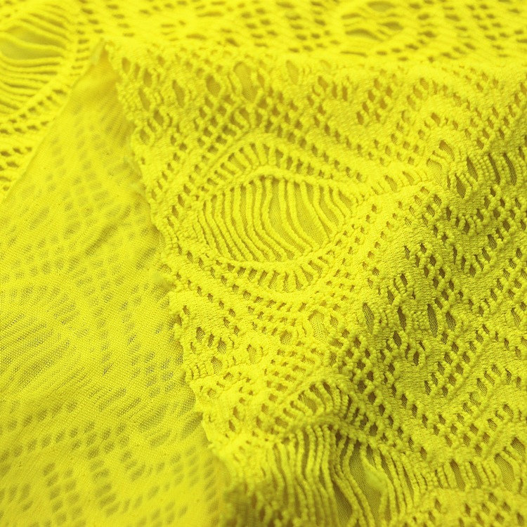 开口笑乞丐布针织弹力双面布提花仿烂花热水溶丝开口笑镂空连接布