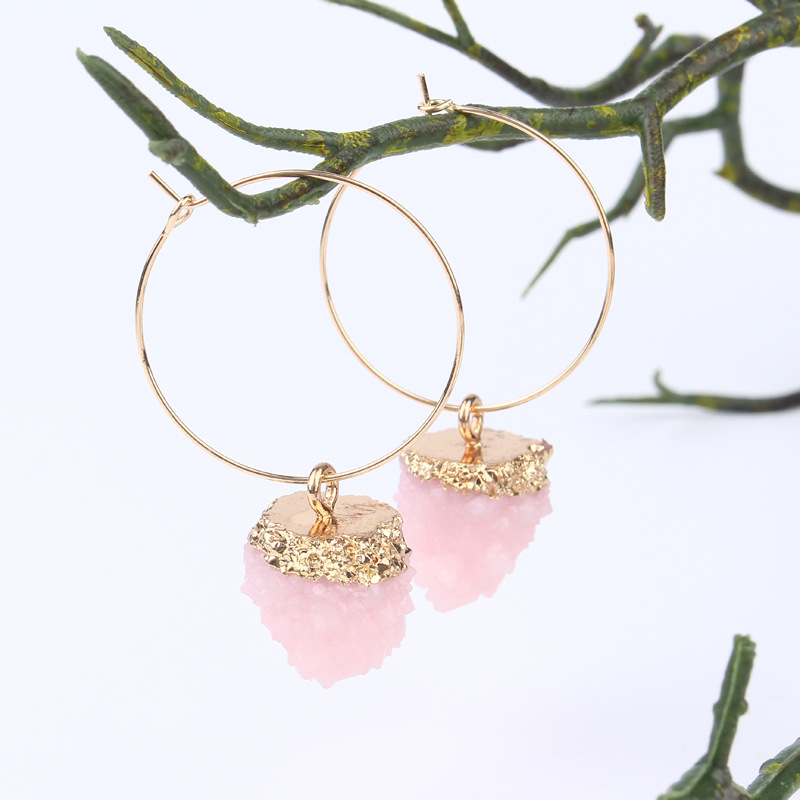 New Fashion Imitation Natural Stone Earrings Spherical Earrings Wholesale display picture 8